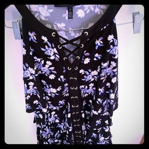 White House Black Market blue tiered cami